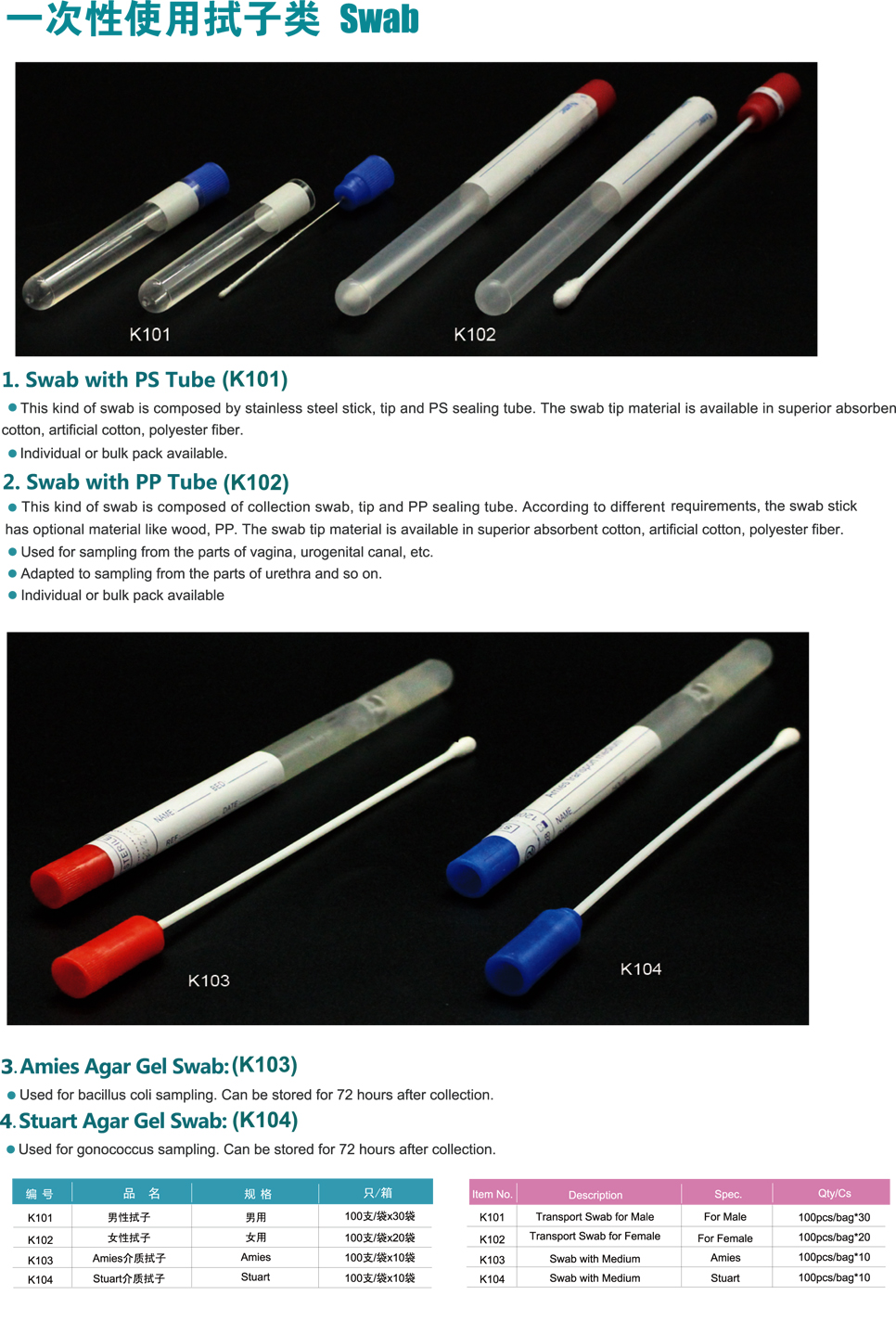 Transport Swab for Female (Swab) --- K102